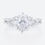 Pear Cut Lab Grown Diamond Ring Set | 14K White Gold Cluster