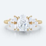 Romantic Pear Cut Lab Diamond Floral Cluster Ring | 14K Yellow Gold