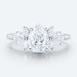Romantic Pear Cut Lab Diamond Floral Cluster Ring | 14K White Gold