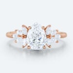 Romantic Pear Cut Lab Diamond Floral Cluster Ring | 14K Rose Gold
