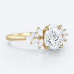 Romantic Pear Cut Lab Diamond Floral Cluster Ring | 14K Yellow Gold