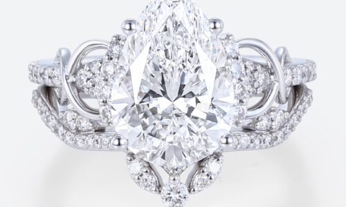 Pear Cut Lab Diamond Infinity Ring Set | Vintage Bridal Ring Set in White Gold