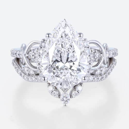 Pear Cut Lab Diamond Infinity Ring Set | Vintage Bridal Ring Set in White Gold