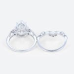 Pear Cut Lab Diamond Infinity Ring Set | Vintage Bridal Ring Set in White Gold