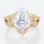 Pear Cut Lab Diamond Infinity Ring Set | Vintage Bridal Ring Set Yellow Gold