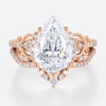 Pear Cut Lab Diamond Infinity Ring Set | Vintage Bridal Ring Set in Rose Gold