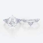 Pear Cut Lab Diamond Infinity Ring Set | Vintage Bridal Ring Set in White Gold