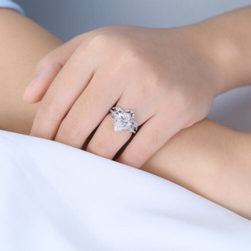 Pear Cut Lab Diamond Infinity Ring Set | Vintage Bridal Ring Set in White Gold