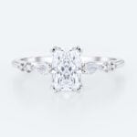 Modern Radiant Cut Lab Diamond Ring | Slim Pavé Gold Band in White Gold