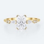 Modern Radiant Cut Lab Diamond Ring | Slim Pavé Gold Band in Yellow Gold