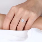 Modern Radiant Cut Lab Diamond Ring | Slim Pavé Gold Band in White Gold