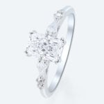 Modern Radiant Cut Lab Diamond Ring | Slim Pavé Gold Band in White Gold