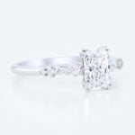 Modern Radiant Cut Lab Diamond Ring | Slim Pavé Gold Band in White Gold