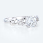 Nature-Inspired Round Lab Diamond Vine Ring | Botanical Leaf in White Gold