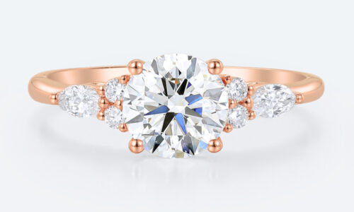 Delicate Round Cut Lab Diamond Cluster Ring | 14K Rose Gold