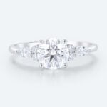 Delicate Round Cut Lab Diamond Cluster Ring | 14K White Gold