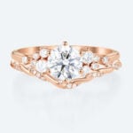 Round Lab Diamond Organic Cluster Ring Set | Nature Inspired Ring in Rose Gold