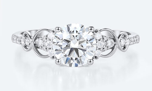 Vintage Infinity Round Lab Diamond Ring | Twisted Band in White Gold