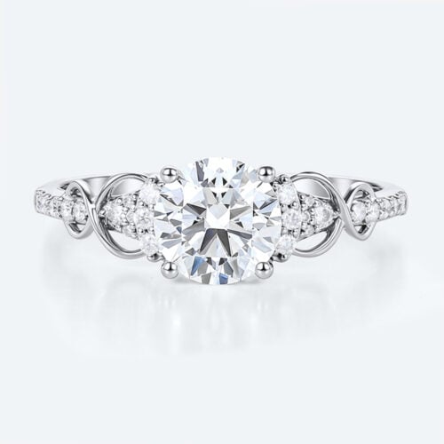 Vintage Infinity Round Lab Diamond Ring | Twisted Band in White Gold