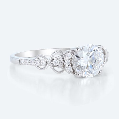 Vintage Infinity Round Lab Diamond Ring | Twisted Band in White Gold