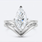 Marquise Cut Lab Diamond Minimalist V Shaped Solitaire Engagement Ring Set (1)