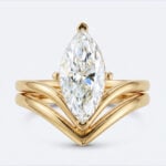 Marquise Cut Lab Diamond Minimalist V Shaped Solitaire Engagement Ring Set (2)