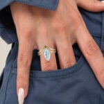 Marquise Cut Lab Diamond Minimalist V Shaped Solitaire Engagement Ring Set (6)
