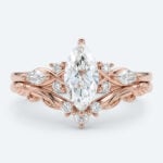 Marquise Cut Lab Grown Diamond Vintage Inspired Filigree Bridal Ring Set (2)