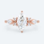 Marquise Cut Lab Grown Diamond Vintage Inspired Filigree Bridal Ring Set (4)