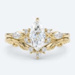 Marquise Cut Lab Grown Diamond Vintage Inspired Filigree Bridal Ring Set (7)