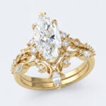 Nature Themed 2CT Marquise Cut Lab Diamond Matching Bridal Ring Set (2)