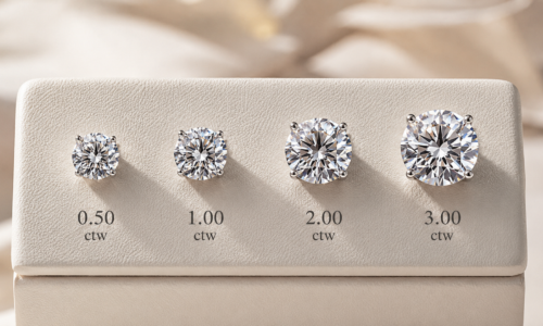 Diamond Stud Earring Size Chart: 0.5ct to 3ct on Ear Comparison