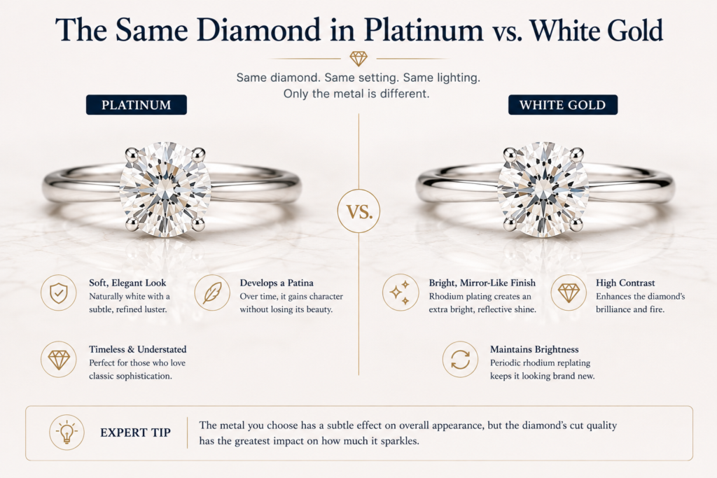 Platinum vs. White Gold: The Ultimate White Metal Showdown