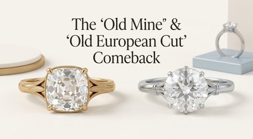 Old Mine and Old European antique diamond cuts in modern vintage-style engagement rings